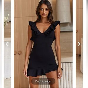 Selfie Leslie Pearl Ruffle Strap Mini Dress Black